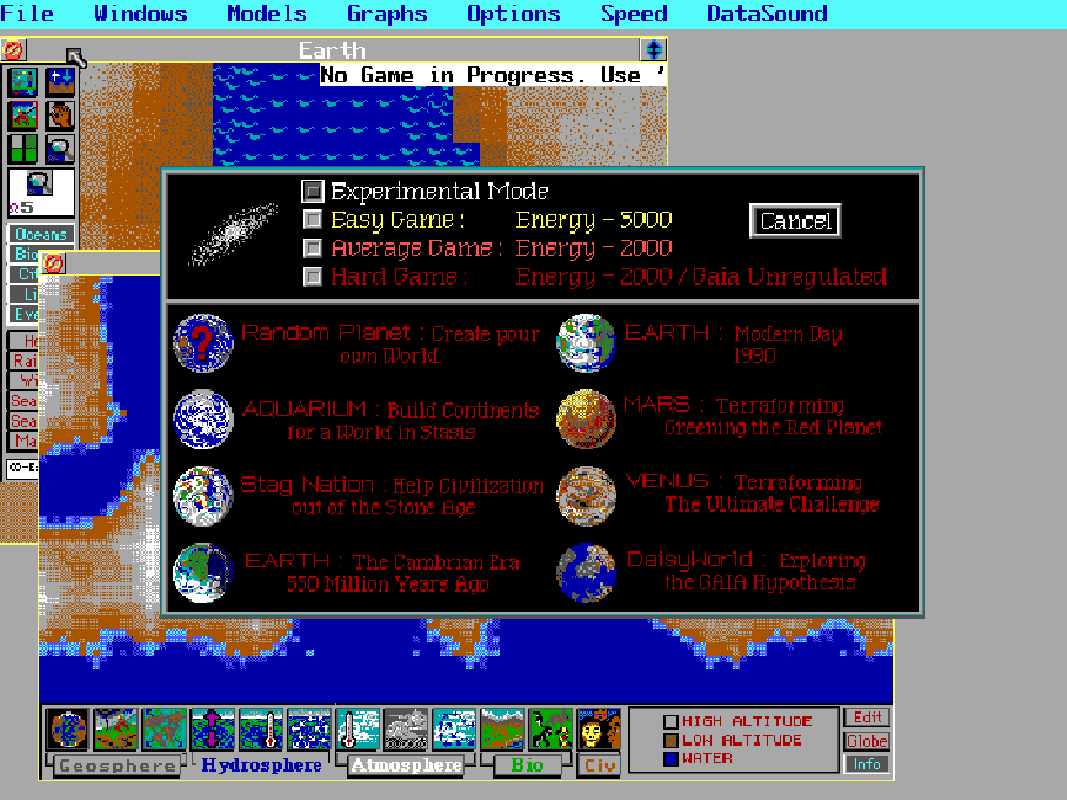 Screenshot from SimEarth: The Living Planet